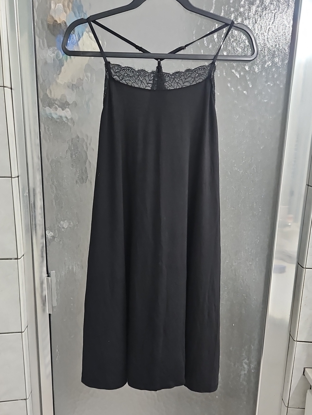Gilligan & O'Malley Black Lace-Trim Slip Nightgown